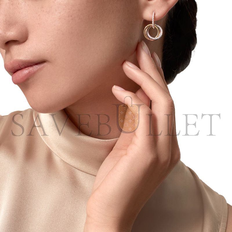CARTIER TRINITY EARRINGS, SEMI-PAVED B8301259